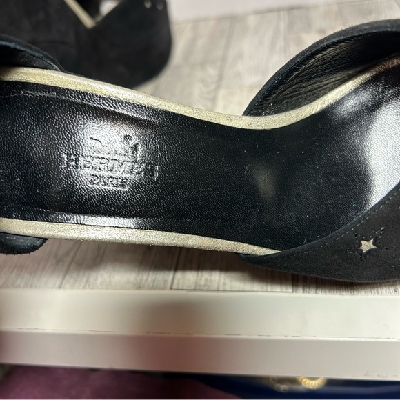 Hermes Tournis wedge sandals black celestial witch Halloween size 38 RARE - Picture 10 of 16